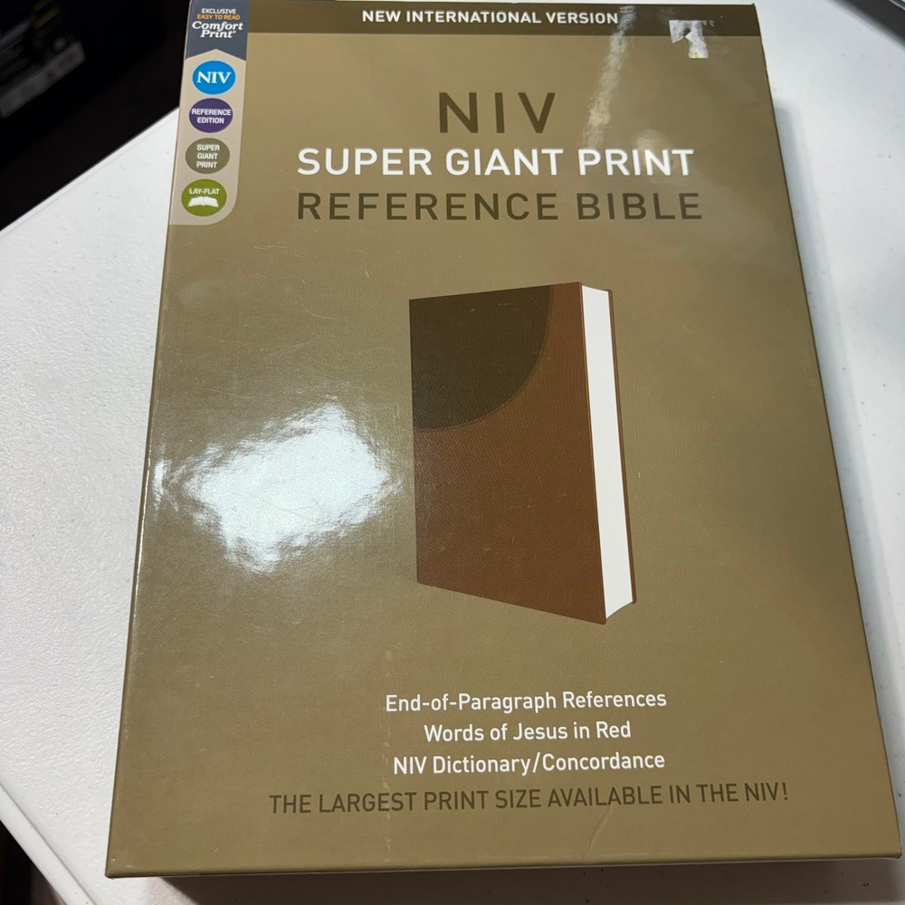 Zondervan NIV Super Giant Print Reference Bible Chocolate Leathersoft 16.5pt